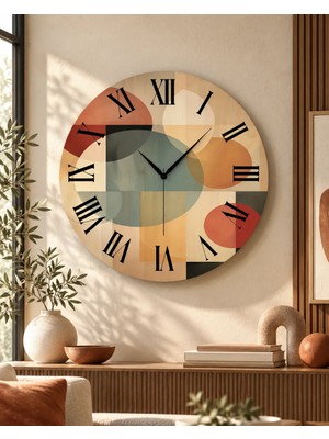 AA Shop Renkli Baskı Desenli Sayılı Hediyelik Ahşap Sessiz Tablo Duvar Saati