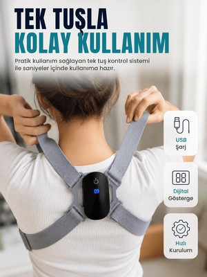 Str Store Ayarlanabilir Askılı Akıllı Dik Duruş Destekleyici Dijital Göstergeli Dik Duruş Cihazı