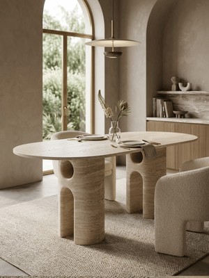 Miarik Design Terra- Traverten Mermer Yemek Masası