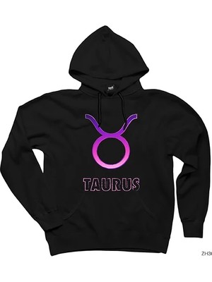 Z zepplin Boğa Burcu Siyah Kapşonlu Sweatshirt Hoodie