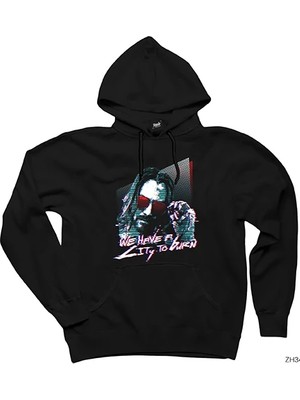 Z zepplin Cyberpunk Keanu Reeves Siyah Kapşonlu Sweatshirt Hoodie