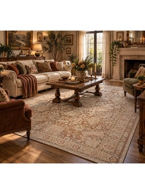 Luxess Halı Alpaca 1192 Taba Eskitme Desenli Makine Halısı