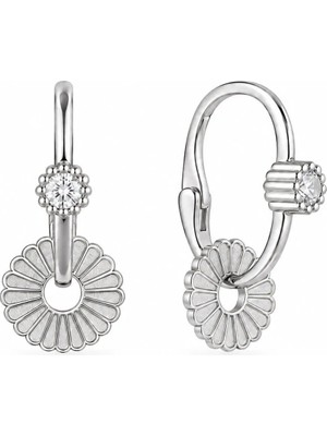 Afrodit Silver 925 Ayar Gümüş Zirkon Taşlı Çiçek Tasarımlı Kadın Göçmen Küpe – Pırpır Küpe