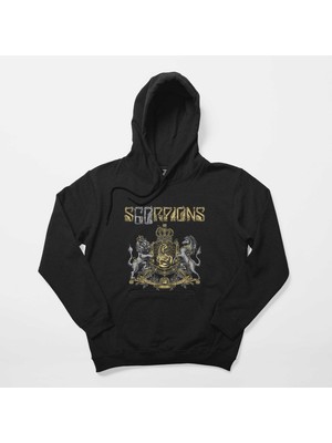 Z zepplin Scorpions Home Of Rock Siyah Kapşonlu Sweatshirt Hoodie