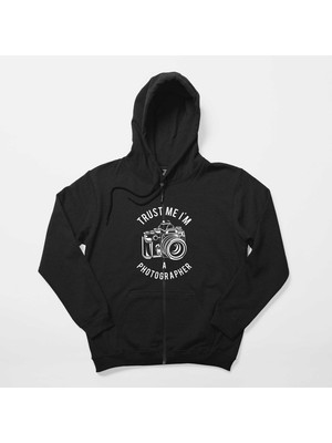 Z zepplin Photographer Siyah Fermuarlı Kapşonlu Sweatshirt