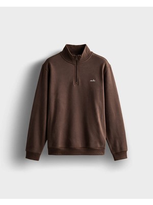 Ellesse Fermuarlı Kahverengi Erkek Sweatshirt 6WM1010