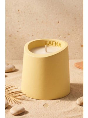 Kafna Beyaz Sabun Kokulu | Dekoratif Beton Mum - %100 Soya Wax | Sarı