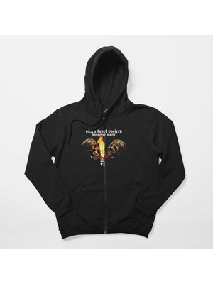 Z zepplin Black Label Society Hangover Music Siyah Fermuarlı Kapşonlu Sweatshirt