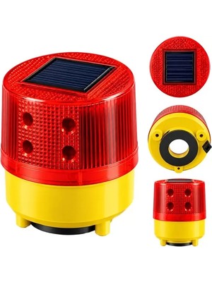 EstoreBox PM-39274 Solar Enerjili Mıknatıs Tabanlı Kırmızı Ikaz Uyarı Lambası