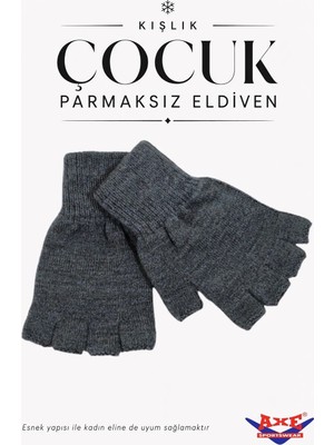 Axe Sportswear Unisex Çocuk Parmaksız Kesik Yarım Parmak Kışlık Örme Triko Eldiven 9 - 15 Yaş