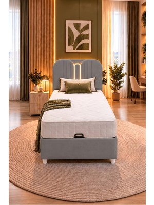 Setay Ikili Baza Seti, Porto Ledli Tek Kişilik Baza Başlık Seti - 90X190 cm