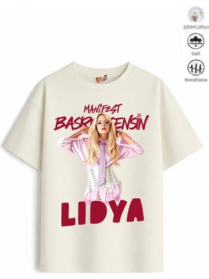 Belya Kids Wear Kız Çocuk Oversize Kalıp Pamuklu Mani Lidya TASARIM11 Tişört