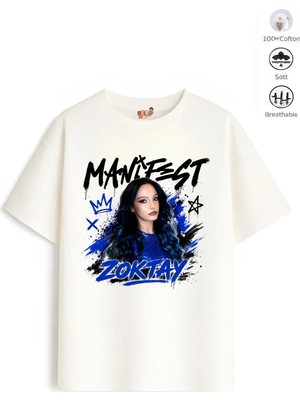 Belya Kids Wear Kız Çocuk Oversize Kalıp Belya Kids Zoktay Manifest Tasarım 101 Pamuklu Tişört
