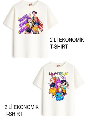 Belya Kids Wear Kız Çocuk Hunters Huntrix Tasarım 2 Li Ekonomik Paket T-Shirtler