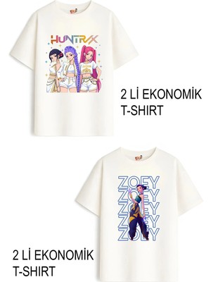Belya Kids Wear Kız Çocuk 10 Hunters Huntrix Tasarım 2 Li Ekonomik Paket T-Shirtler