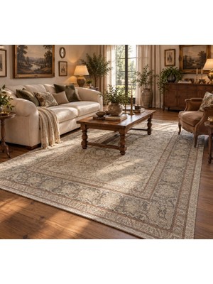 Luxess Halı Alpaca 1191 Bej Eskitme Desenli Makine Halısı