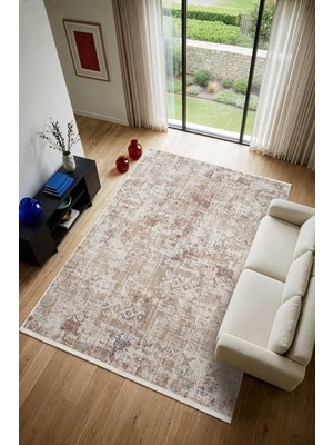 Cotto Home Midas MP006R Krem Renkli Vintage Modern Salon Koridor Yatak ve Oturma Odası Halısı