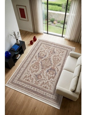 Cotto Home Midas MP004R Krem Renkli Vintage Modern Salon Koridor Yatak ve Oturma Odası Halısı