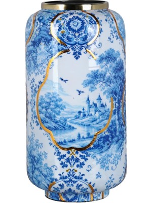 LuckyArt Lucky Art Blue Herıtage Dekoratıf Vazo 30Cm