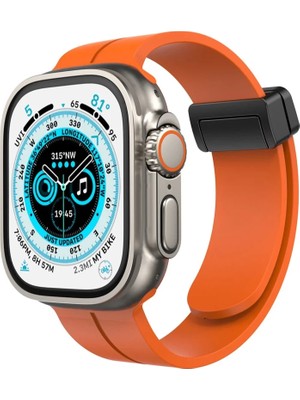 Apple Watch 42MM Uyumlu KR412 Elegance Stylısh Kordon - Turuncu