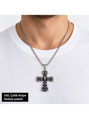 Herşey Nota 316L Çelik Erkek Kolye Kabartmalı Sembol Figürlü Işlemeli Zincir Tasarım