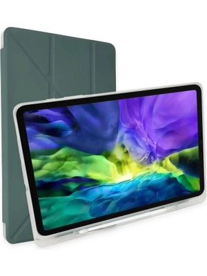Apple iPad Pro 12.9 (2021) Kılıf Kalemlikli Mars Tablet Kılıfı - Koyu Yeşil