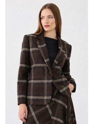 Gusto Ekose Blazer Ceket - Kahverengi