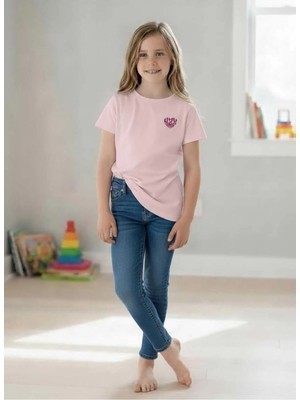 Difa Kids Kız Çocuk Basic Tişört Kısa Kollu Bisiklet Yaka