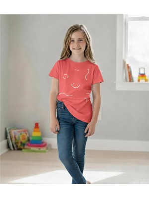 Difa Kids Kız Çocuk Basic Tişört Kısa Kollu Bisiklet Yaka