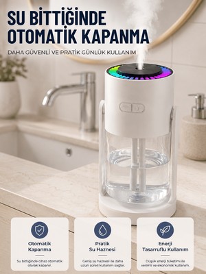 Str Store LED Işıklı Hava Nemlendirme Cihazı Şeffaf Su Hazneli Sessiz Masaüstü Nemlendirici