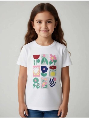 Difa Kids Kız Çocuk Basic Tişört Kısa Kollu Bisiklet Yaka