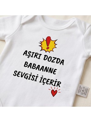 Str Store Babaannem Beni Çok Seviyor Temalı Bebek Body ZIBIN%100 Pamuk Eğlenceli Yazılı Hediye Bebek Zıbın (0-3 Ay)