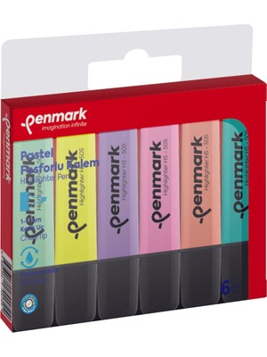 Penmark Fosforlu Kalem 6lı Asetat Karışık Renk Pastel