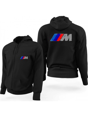 Z zepplin Bmw M Brush Siyah Fermuarlı Limited Edition Kapşonlu Sweatshirt