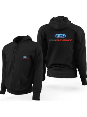 Z zepplin Ford Performance Logo Siyah Fermuarlı Limited Edition Kapşonlu Sweatshirt