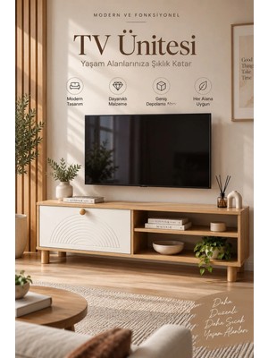 Klt Modüler Raflı Tv Sehpası, Tv Ünitesi, Salon ve Oturma Odası Mobilyası 120 cm