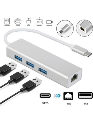 Toyigoo FC05 Type-C To 3 x 3.0 USB + RJ45 Lan Ethernet Çevirici MacBook Uyumlu