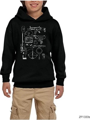 Z zepplin Pubg Items Siyah Çocuk Kapşonlu Sweatshirt