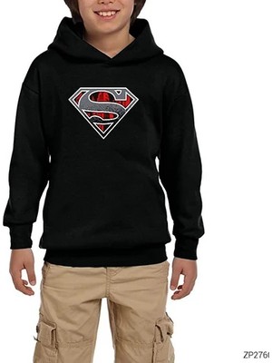 Z zepplin Superman Dark Legend Siyah Çocuk Kapşonlu Sweatshirt