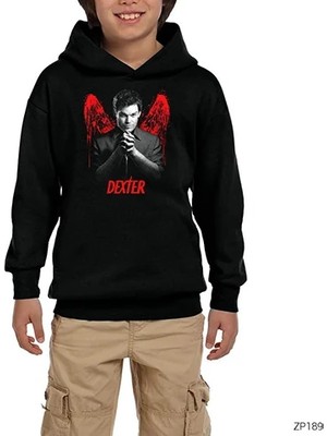 Z zepplin Dexter Blood Wings Siyah Çocuk Kapşonlu Sweatshirt