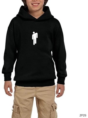 Z zepplin Billie Eilish Logo White Siyah Çocuk Kapşonlu Sweatshirt