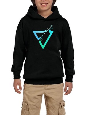 Z zepplin Triangle Logo Siyah Çocuk Kapşonlu Sweatshirt