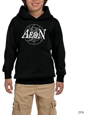 Z zepplin Aeon Logo Siyah Çocuk Kapşonlu Sweatshirt
