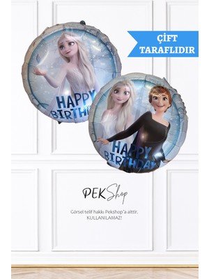 Pekshop Frozen Konsept Elsa & Anna Çift Taraflı Yuvarlak Folyo Balon