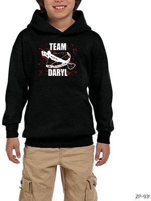 Z zepplin The Walking Dead Team Daryl Siyah Çocuk Kapşonlu Sweatshirt