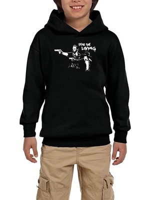 Z zepplin The Walking Dead Fiction Siyah Çocuk Kapşonlu Sweatshirt