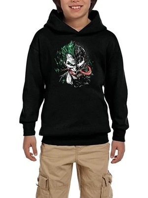 Z zepplin Joker Venom Siyah Çocuk Kapşonlu Sweatshirt