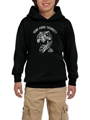 Z zepplin Jurassic Park Send More Tourist Siyah Çocuk Kapşonlu Sweatshirt