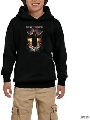 Z zepplin Disturbed Skulls Siyah Çocuk Kapşonlu Sweatshirt