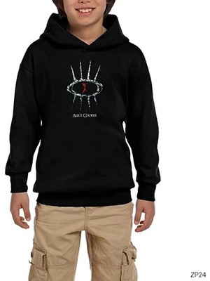 Z zepplin Alice Cooper Eye Logo Siyah Çocuk Kapşonlu Sweatshirt